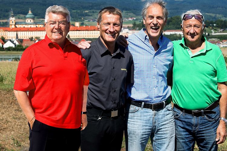 v.l. Franz Wurz, Wachauring Boss Johann Danzinger, Andy Bentza, Herbert Grünsteidl 